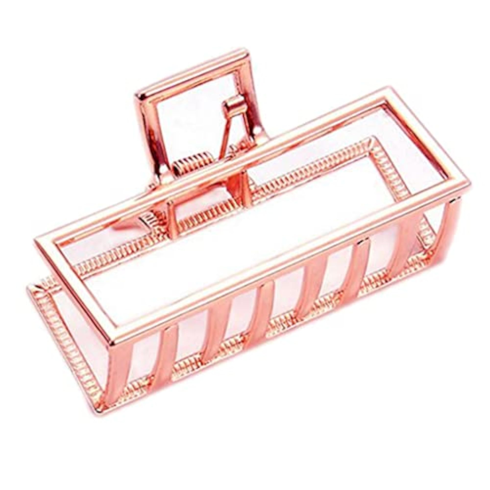 2x Ladies Rectangle Rose Gold Jaw Clamp Clips