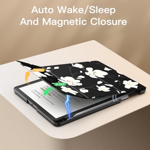 Image of MoKo Stand Case for 11 inch Kindle Scribe (3rd Generation -2025) & Kindle Scribe Colorsoft (1st Generation 2025) - Premium Leather Trifold Stand Cover with Pen Holder, Auto Sleep /Wake, Magnolia
