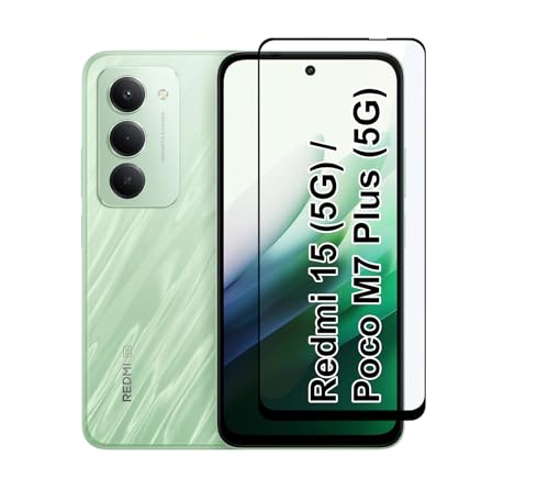Image of CEDO Tempered Glass for Redmi 15 (5G) / Poco M7 Plus (5G) | Screen Protector Full HD Quality Tempered Glass Anti-Scratch Edge to Edge Coverage with Easy Installation Kit (Black)