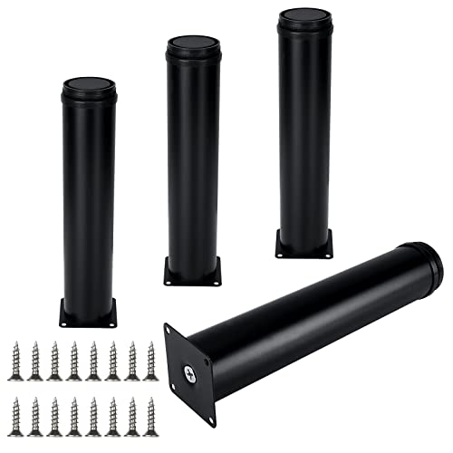 GOYADA Möbelfüße, verstellbar, schwarz, 250 mm, höhenverstellbar, 0 - 15 mm, verstellbare Küchenfüße, schwarz, Schrankfuß, rund, Edelstahl, Sofa, Bein, 4 Stück Cover