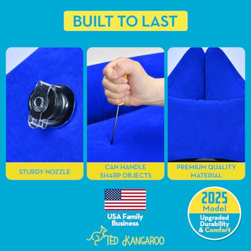 Image of TED KANGAROO Sensory Chair for Kids - Inflatable Peapod Calming Chair with Electric Air Pump, Sky Blue Cloth Cover