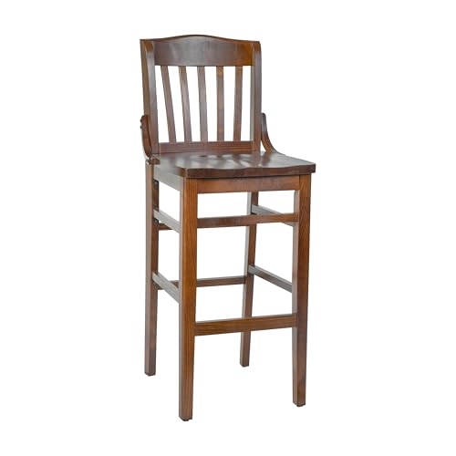 Flash Furniture HERCULES Series School House Back Walnut Wood Restaurant Barstool