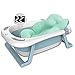Haioo Bañera Plegable Bebé, Bañeras para Bebes de Viaje de 0 a 36 meses (Azul, Cojín + Termómetro)