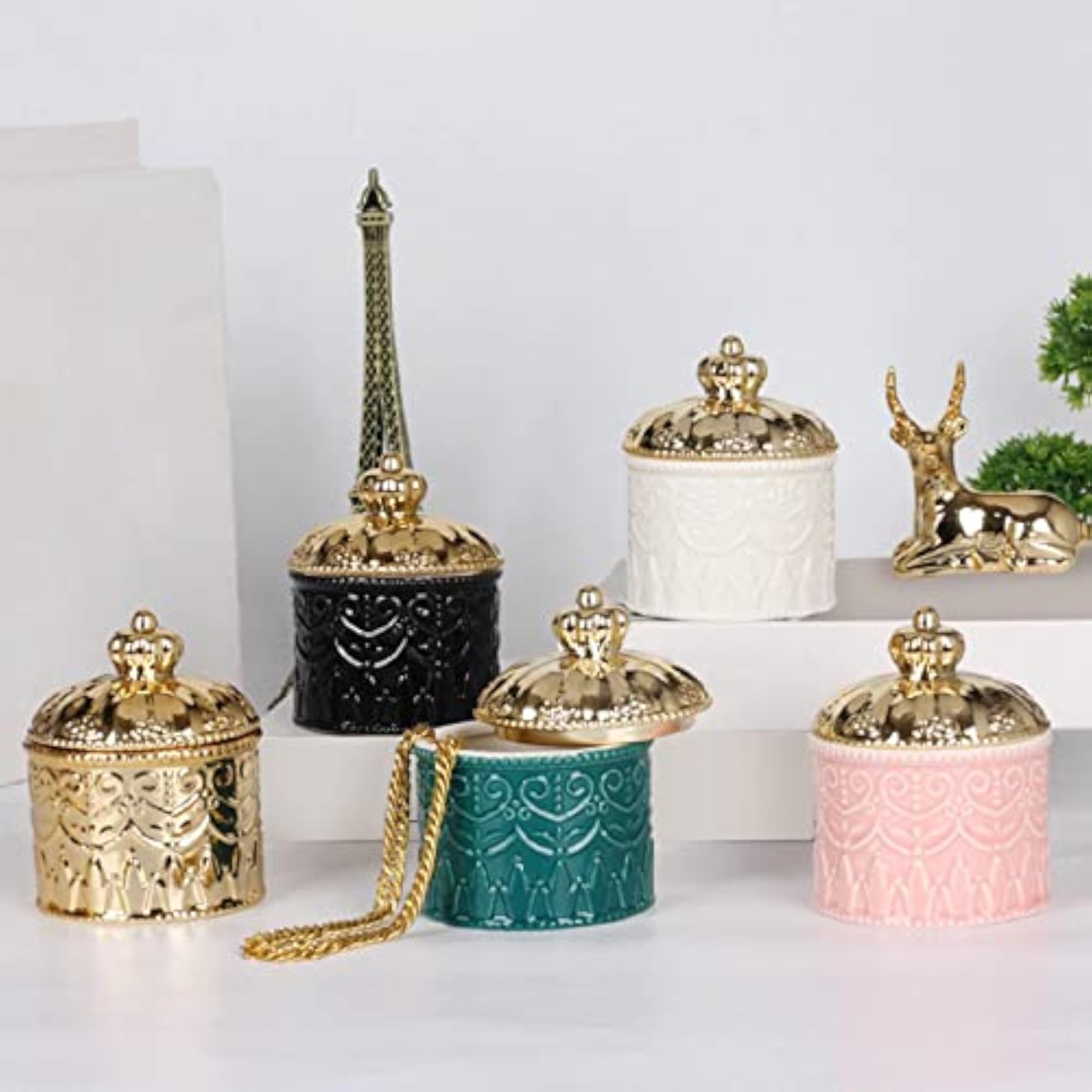 Ceramics Jewellery Organizer with Lid, White