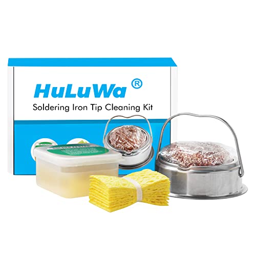 Pasta Soldar 40g,Esponja de Limpieza de 10Piezas, Limpiador Soldador Puntas Esponja Bola+Base del Sostenedor-HuLuWa Herramienta de soldadura de 3Piezas.