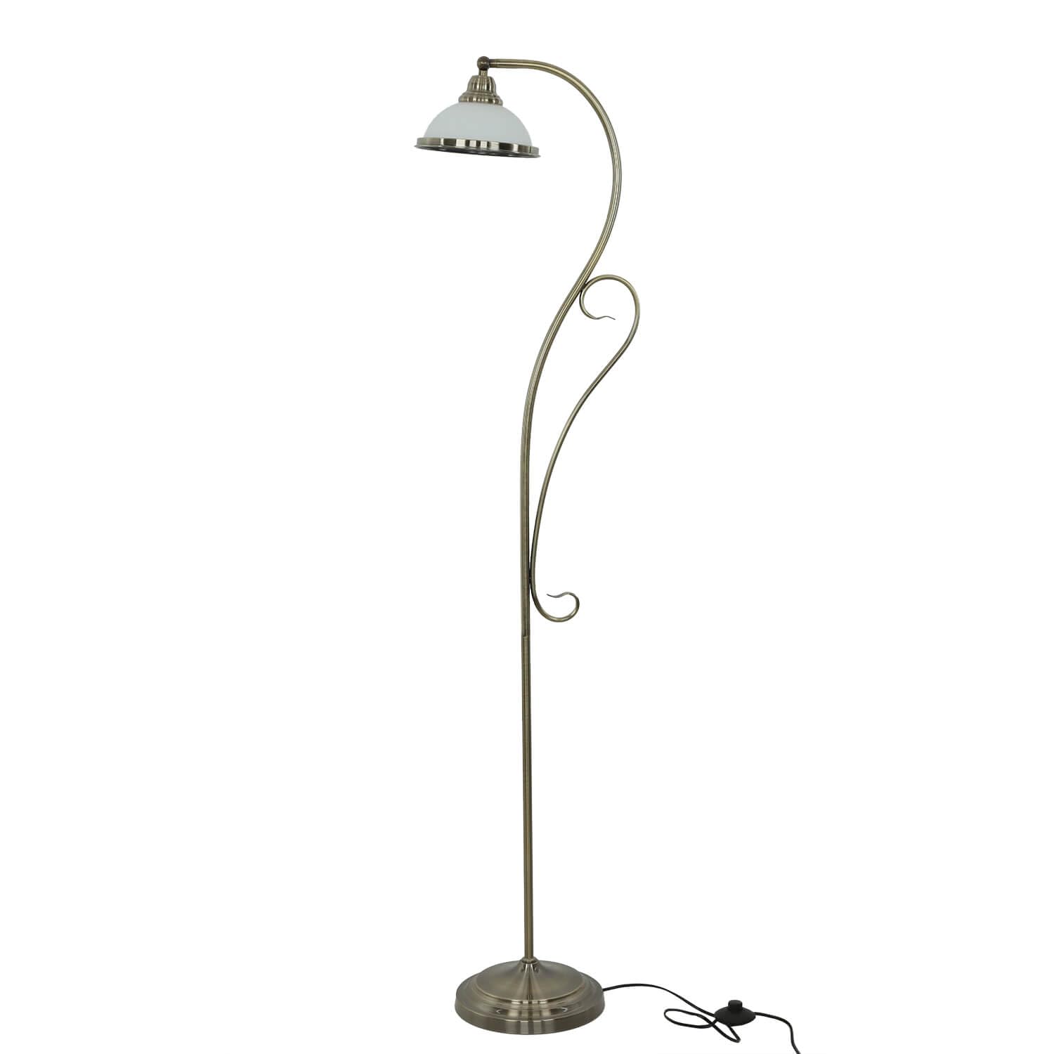 Licht-Erlebnisse Jugendstil Stehlampe Messing Antik – Elegante Stehlampe mit Kabelschalter – Klassische Stehleuchte Wohnzimmer – 159 cm – E27 – Leselampe Antik
