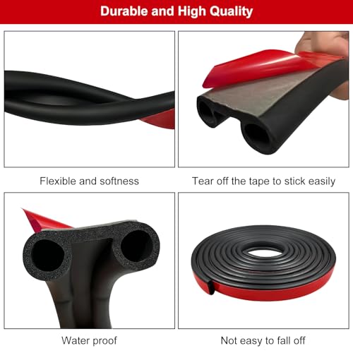 Image of 39.36Ft Rubber Weather Tailgate Seal Strip： Fits Pickups, Truck Cap, Auto Car, Car Weather Stripping Double-Bulb Seal Dustproof, Noise Reduction