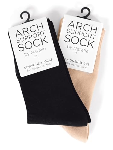 Natalie Dancewear Womens Arch Support Dance Socks- 2 Pack