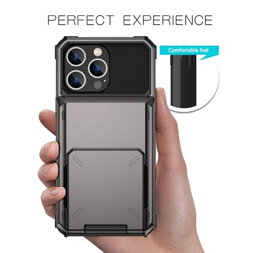 for iPhone 16 Pro Case with Card Holder[Store 5 Cards] Wallet Case with Hidden Card Slot, Heavy Dual Layer Shockproof Protective Phone Cover Case for iPhone 16 Pro,Grey by rojarou - Image 5
