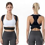 KEORHEZ Rücken Geradehalter, Schultergurt Haltungskorrektur, Integrierte Stahlplattenverstärkung, Leichtes Material, Verstärkte Schulterpolster, Korrigiert Effektiv Die Körperhaltung (Schwarz, L)