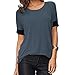Aichatan Konater Women Purecolor Comfy Loose Fit Short Cut Out Sleeve Cotton T-Shirt Darkgray-L