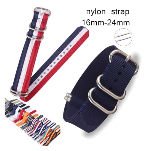 Bracelet montre nylon interchangeable 18mm 22mm multicolore