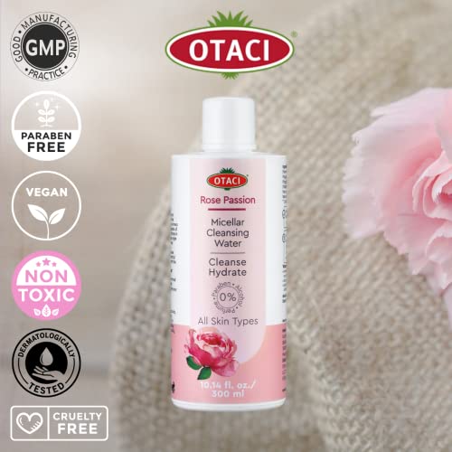 Otaci Rose Passion Micellar Cleansing Water, Face Cleansing Makeup Skin Remover Wash Rosewater Hydrating Moisturizer #TOP3