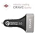 Crave CarHub 54W 4 Port USB Car Charger, Qualcomm Quick Charge 3.0 - Black
