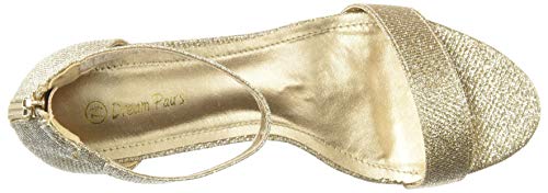 Dream Pairs Women's Fiona Gold Glitter Fashion Stilettos Open Toe Pump Heeled Sandals Size 10 B(M) Us #TOP4