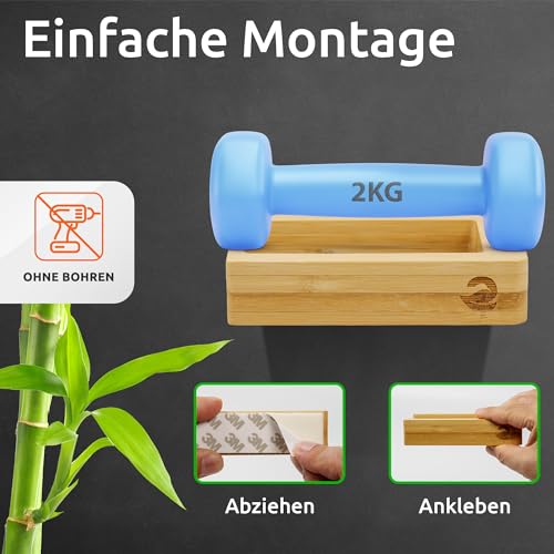 ECENCE Toilettenpapierhalter Holz - selbstklebend ohne Bohren - stilvoller Klopapierhalter - Klorollenhalter für das WC aus Bambus im harmonischen Naturdesign