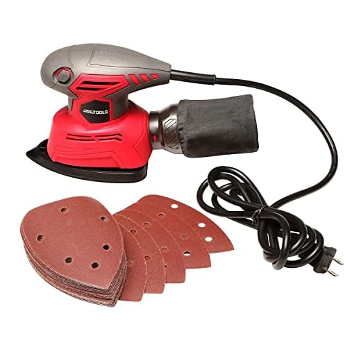 Great Working Tools Mouse Sander, Detail Palm Sander with Dust Collection Bag & 27 pcs Sandpaper, 1.1 Amp 14,000 OPM