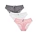 Produktbild SHEKINI Damen Höschen von Transparenter Spitze von Bikini-Stil von Niedriger Taille Flirty Unterwäsche Lace Panties Low-Cut Slip für Frauen 3er Pack (S, B)
