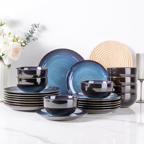 LeRatio Geschirrset für 8 Personen, Steingut Geschirr Set 24-tlg,...