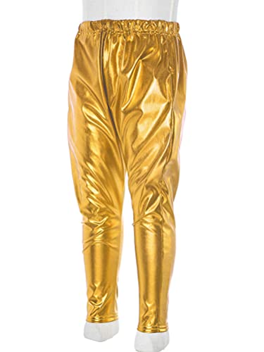 Aislor Kids Girls Boys Shiny Metallic Dance Harem Pant Gymnastics Athletic Leggings For Jazz Hip Hop Latin Ballet Dance Gold 11-12 Years #TOP5