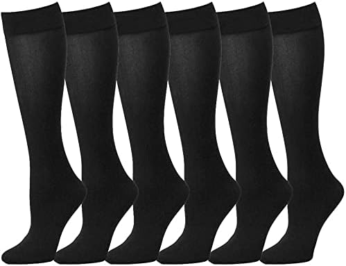 Falari 6-Pack Women Trouser Socks with Comfort Band Stretchy Spandex Opaque Knee High