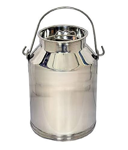 V Metal Arts 10 Liter Stainless Steel Milk can - A Grade Steel - Cap Locked - Use for - Oil Burni/Ghee Wadi/Milk Kettle