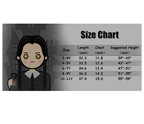 Gadzux Addams Girls Costumes Halloween Cosplay Dresses Kids Role Play Party Outfits Set Short Sleeve Cute Fashion Dress Up With Wig Birthday Gift Christmas Black 140, Black Dress + Wig, 8-9Y #TOP4