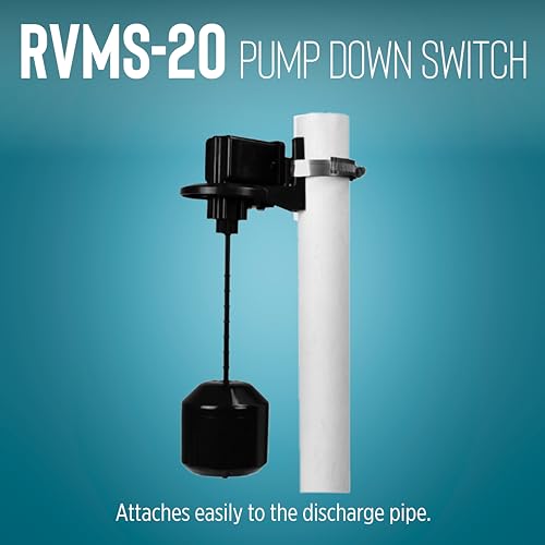 Image of Little Giant RVMS-20 115-Volt Piggyback Vertical Mechanical Pump Down Float Switch for Pumps up to 1 /2 HP with 20-ft. Cord, Black, 599263
