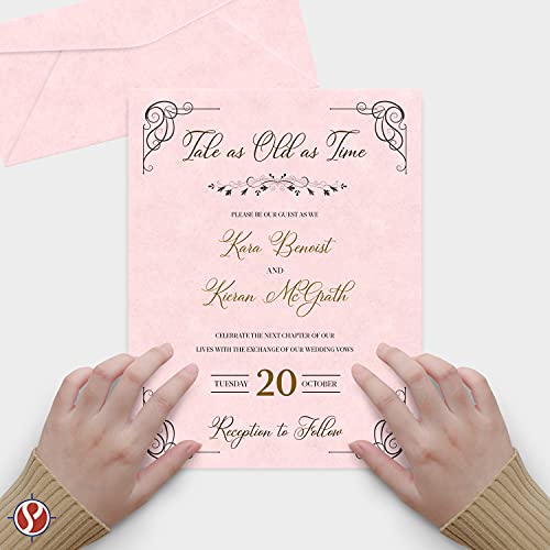Matching 8.5 X 11” Paper & #10 Envelopes, Imitation New Ice Pink Parchment Finish – Great For Letters, Invitations, Business Documents | 24Lb Text, 90 Gsm | 50 Paper & 50 Envelopes Per Pack #TOP2