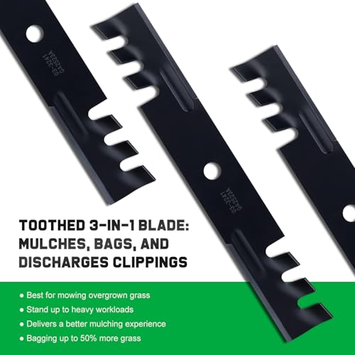 Image of Grasscool 482877 Mulching Blades for Bad Boy Scag Hustler 795757 Fastrak Raptor SD 48 Inch Deck Mower Replace 038-5000-00 038-5350-0050 481706 038 5350 00