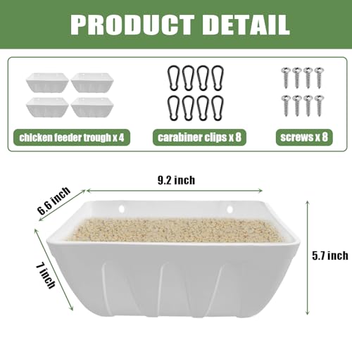 Hanging Chicken Feeder with Clips for Livestock Feeding 4 Pack