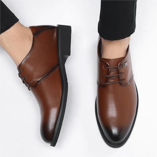 Men's Dress Shoes Large Wide Size Genuine Leather Lace up Elevated Formal Business Oxfords for Work Wedding Party2