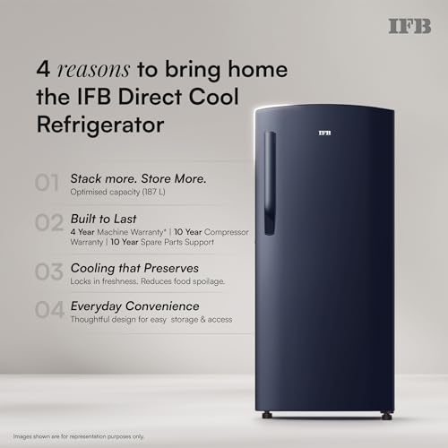 Image of IFB 187L 2 Star Direct-Cool Single Door Refrigerator with 30 Hrs Cooling Retention, Big Vegetable Box, XL Bottle Bin & 4 Year Super Warranty (2026, IFBDC-213BXCSE, Cobalt Blue)