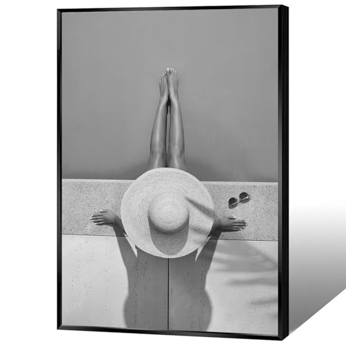 Woman In Swimming Pool Wall Art Poster Trendy Black And