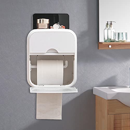 Generic Caixa de armazenamento de papel higiênico suporte para rolo de tecido com prateleira para ba