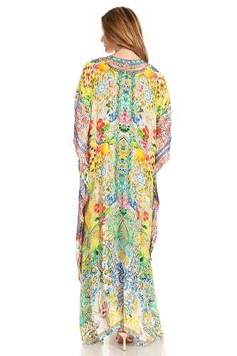 Sakkas Georgettina 2025 Flowy Rhinestone V Neck Long Caftan Dress/Cover Up2