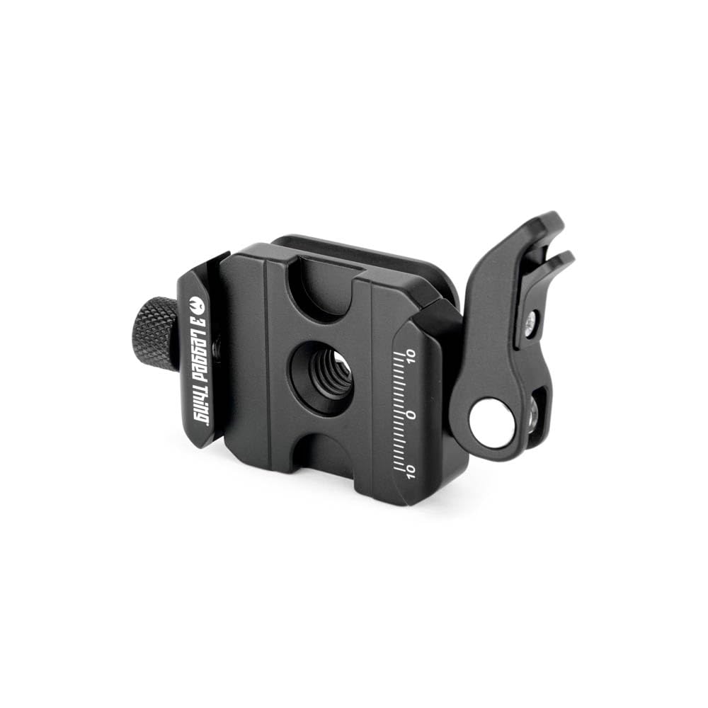 3 Legged Thing Ultra Clamp - Dual Lever & Twist Arca-Swiss Compatible Clamp, Square Base, Security Catch, Ambidextrous, Camera Tripod Mount - Darkness (No Plate)