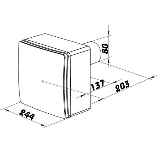 VENTS VN - 1D 80 T Radialventilator mit Einschaltverzögerung und einer Zeitschaltuhr. Förderleistung bis zu 102 m³/h / 2 Stufen Leise Motor / Nachlauf