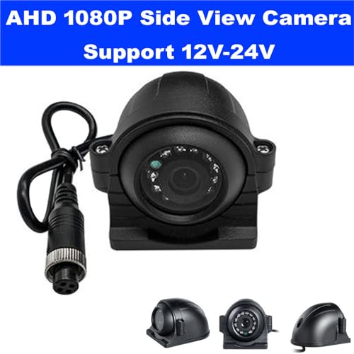 Image of AHD 1080P Vehicle Side View Camera,4 Pin 12 LED IR Night Vision Car Backup Rear View Mirror Camera for RV Bus Semi Box Truck 5th Wheel Camper Pickup Boat Tractor 12V /24V