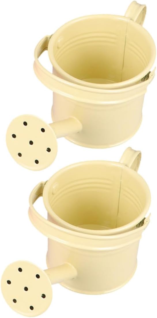 FAVOMOTO 2pcs Iron Watering Cans for Portable Gardening Tools Small Beige Color for Indoor Outdoor Plant Watering and Succulent Care