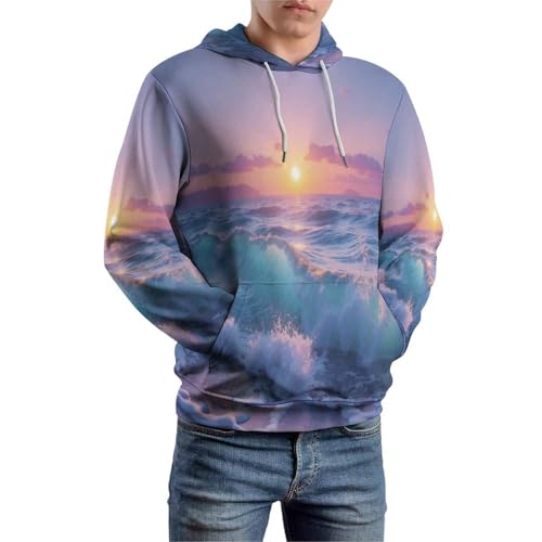 Sweat à capuche à manches longues pull imprimé en 3D vagues mode Harajuku unisexe