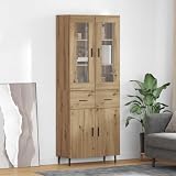 Highboard mit Schubladen 2 pcs Artisan-Eiche Holzwerkstoff Wohnzimmer Schrank Sideboard 180 cm Hoch, Stauraum Regal mit Türen, Modernes Design für Esszimmer, einfache Montage, 69.5 x 34 x 180 cm