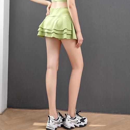 ZHANCHTONG Saias femininas atléticas de tênis com bolsos com babados golfe corrida treino saia rodad