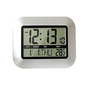 Lancoon Grootbeeld Wandklok, duidelijke weergave van kamertemperatuur, kalender en week met alarm en sluimerfunctie…