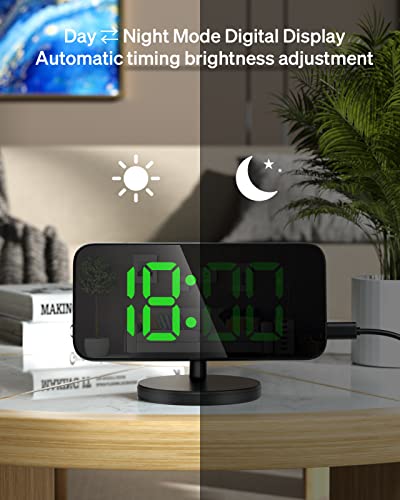 Onlynew Cuckoo Clocks Digital Alarm Clock - 6" Led Mirror Large Display Wall Clocks With Dual Usb Ports, Snooze Mode With Night Light, Wall Clock For Bedrooms #TOP3