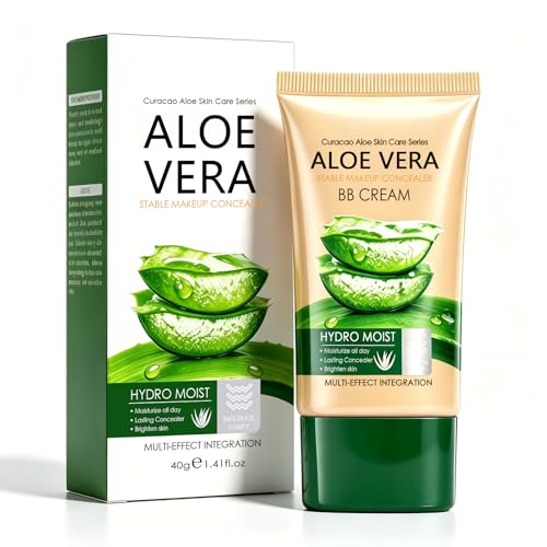 BB Cream Aloe Vera Tono Natural 40 g, Crema Facial Hidratante con Cobertura Ligera, Base de Maquillaje de Larga Duración, Corrector de Tez con Acabado Natural para Uso Diario