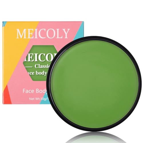 MEICOLY Light Green Face Body Paint,Christmas Stocking Stuffers,Green Face Paint for Halloween Witch Makeup Elphaba Costume,Hunting Hulk Camo Face Paint for Adults Kids,St Patricks Day Accessories
