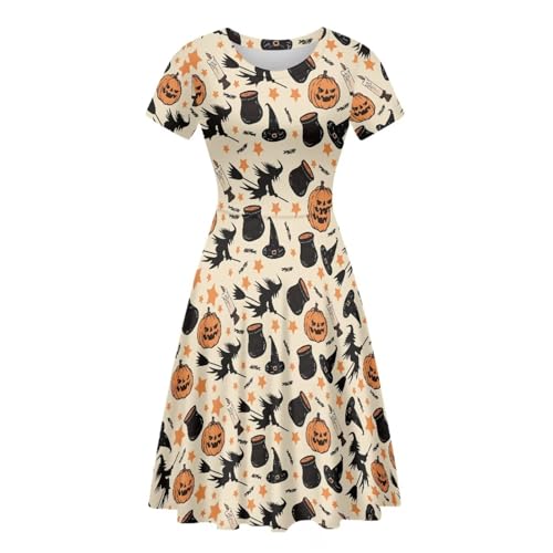 Image of Irisjudy T Shirt Dress for Women Short Sleeve Girls Short Sleeve Dress Plus Size, O Neck Knee Length Midi Dress for Ladies