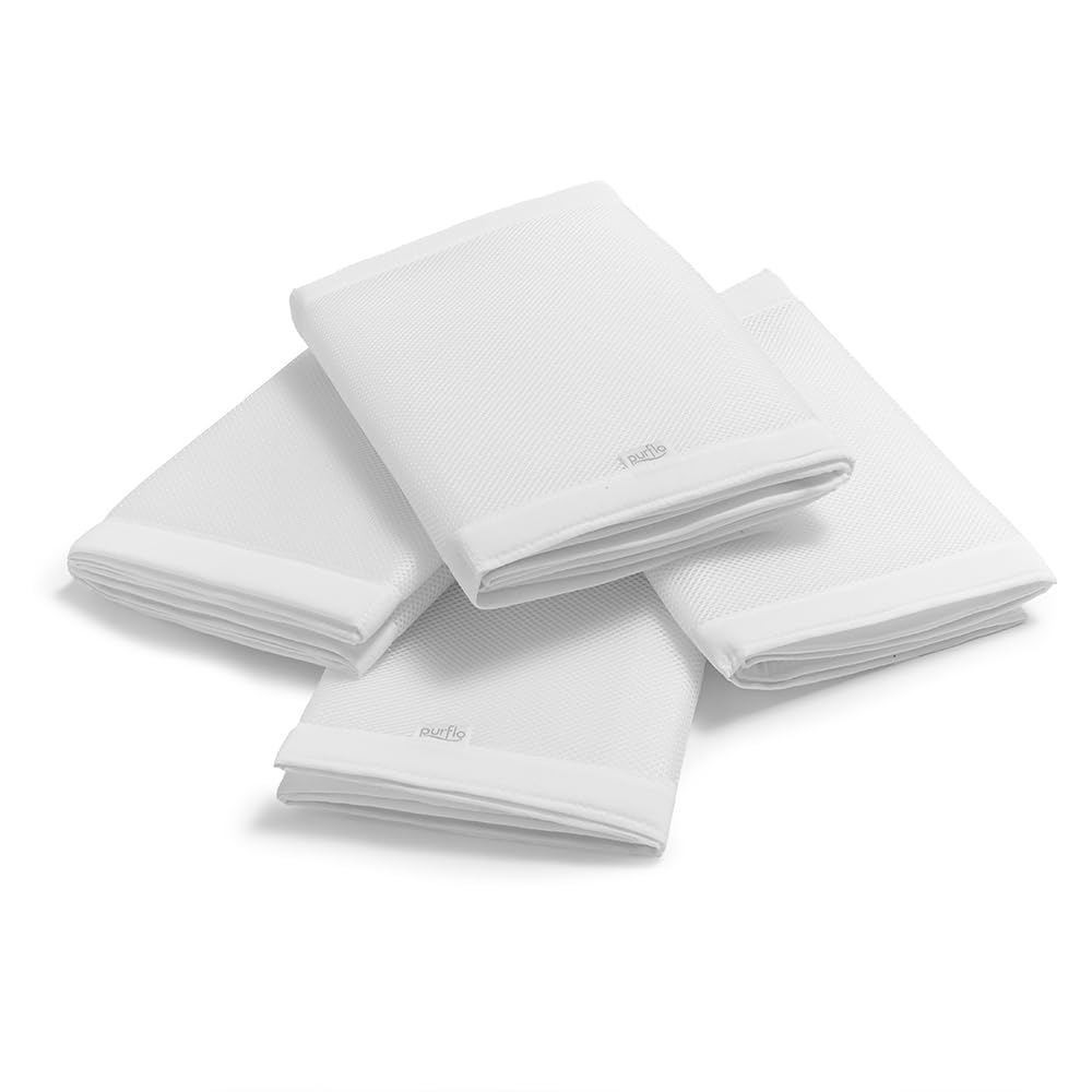 PurFlo Breathable Cot Bumpers - 4 Pack (White) | 3D Mesh Airflow Rail Guards for Cot Bed up to 140 x 70 cm | Soft Structured Side Protection | Alternative to Traditional Bumper Sets