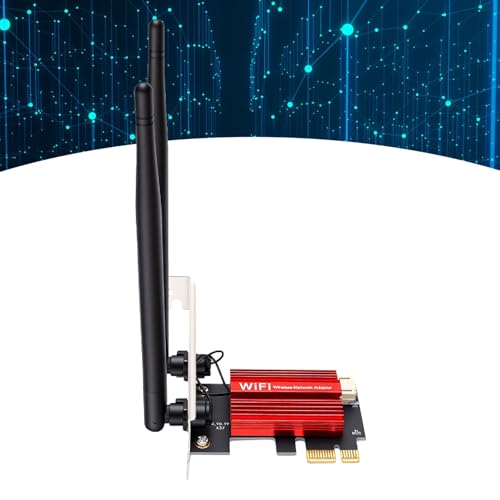 Bewinner WiFi 6E PCIe Tarjeta de Red Inalámbrica, Bluetooth 5.2, Dual Band 1800Mbps, Chip MT7921, para Computadora de Escritorio, con Antenas de 8dBi miniatura 4